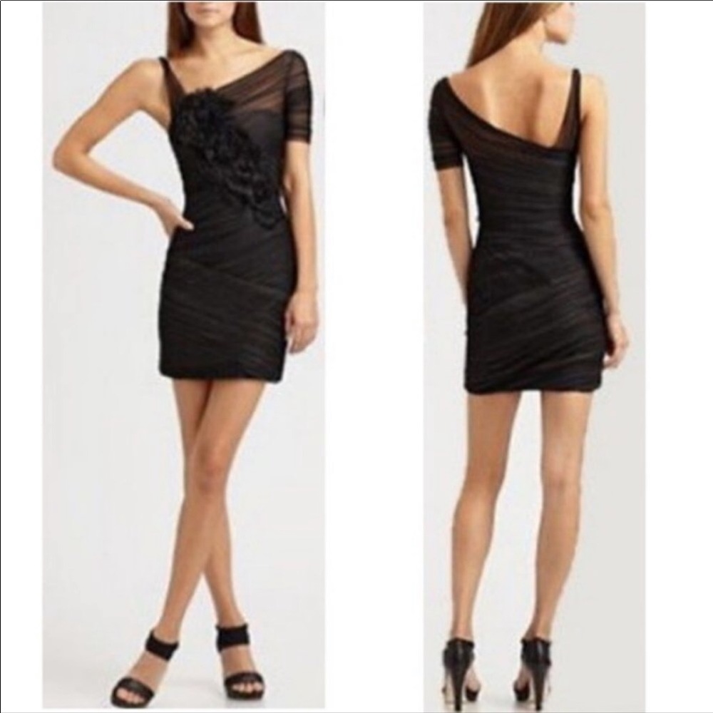 BCBG MaxAzria Black Tulle Formal Cocktail Dress 2